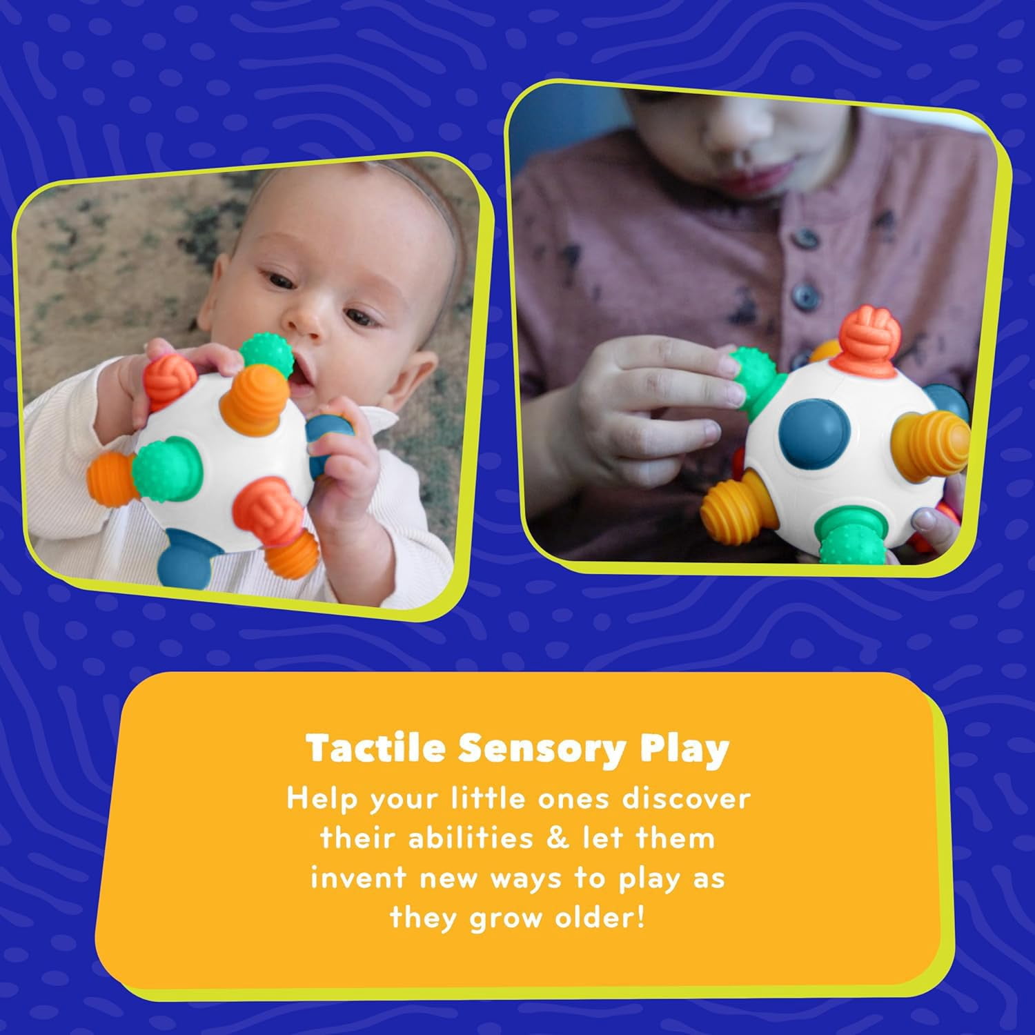 Mobi Woblii Platinum Activity Toy - Montessori Toys for 3 Month Old and Up, Sensory Ball Toy for Babies & Toddlers, Teething Toy Made with Food Grade Silicone, BPA and Phthalate Free - Pack of 1
