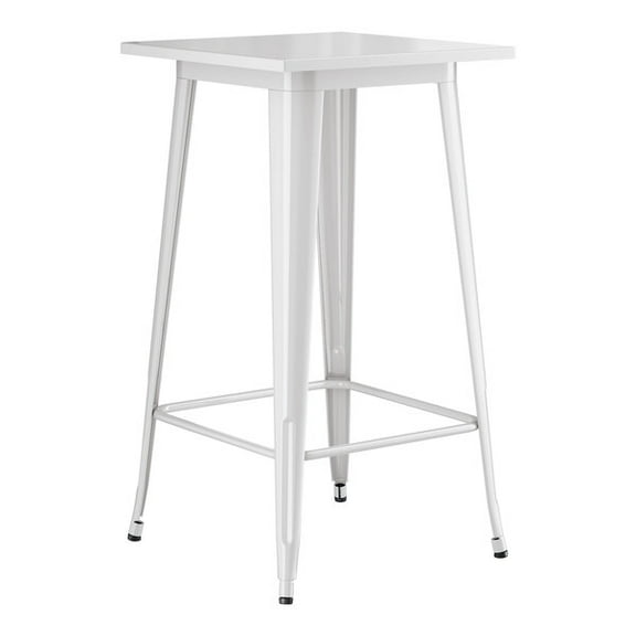 24" Square All Weather White Metal Restaurant Patio Bar Height Table For Indoor or Outdoor Use