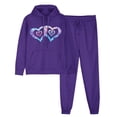 thumbnail image 2 of ibuvkizy Fall Sets Women 2 Piece Outfits!Men's and Women's Sports Tracksuits Long Sleeve Pullover Hoodies Sweatshirt Loose Coat and Sweatpants Fall Winter Suit Purple,S, 2 of 7