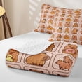 thumbnail image 4 of Manfei Cute Daily Capybara Print Quilt Full,Cartoon Animals Full Bedspread Sets,Brown,3pcs, 4 of 7