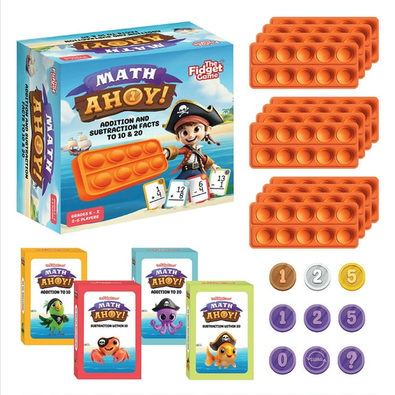 The Fidget Game Math Ahoy Game, Flash Cards, Coins & Fidget Mats