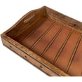 thumbnail image 5 of 18 Inch Handcrafted Rectangular Mango Wood Decorative Serving Tray, Rivet Accents, Metal Trim, Natural Brown - Saltoro Sherpi, 5 of 5
