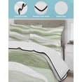 thumbnail image 4 of Quilts Twin Size Bedding Set, Light Sage Green Ombre Lightweight Quilted Comforter, Modern Moire Abstract Art Aesthetics Reversible Bedspread Coverlet with Pillow Covers for All Season, 68" x 86", 4 of 7