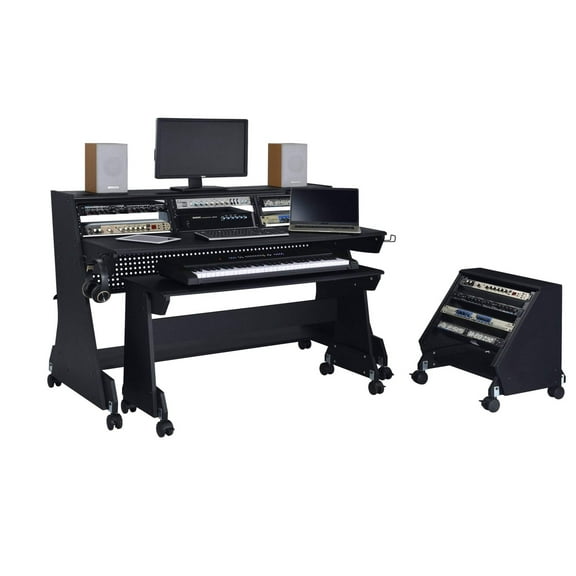 Musiea EX88 Series 88 Keys Music Studio Desk Workstation with Rack Cabinet (White)