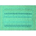 thumbnail image 1 of Ahgly Company Machine Washable Indoor Rectangle Abstract Turquoise Blue Modern Area Rugs, 2' x 5', 1 of 4