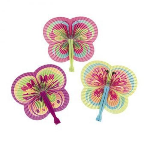 Butterfly Shaped Folding Fans Party Supplies 12 Pieces