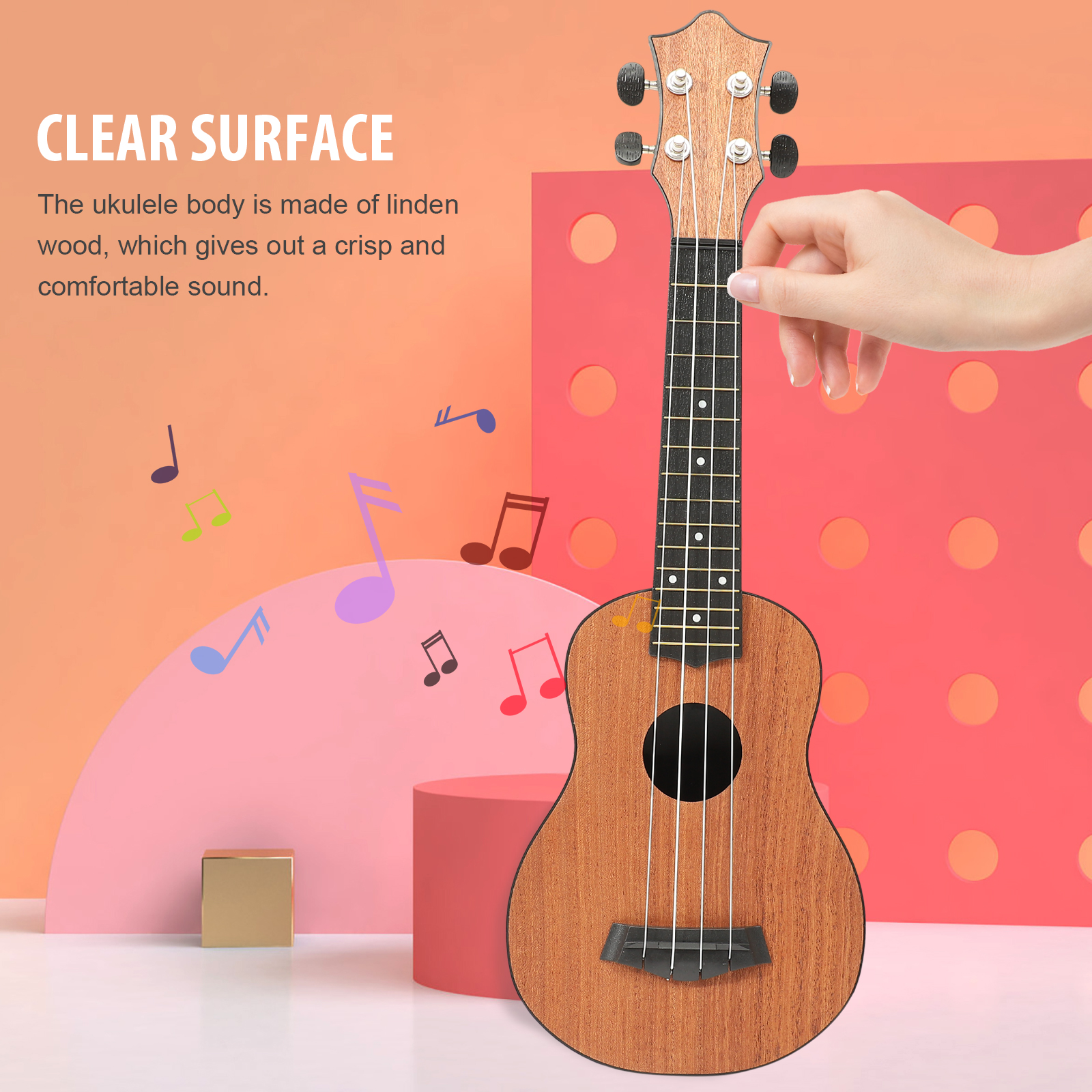 HEALEEP 21.5 Inch Ukulele String Instrument 1 Pack with Strings and Lightweight Design
