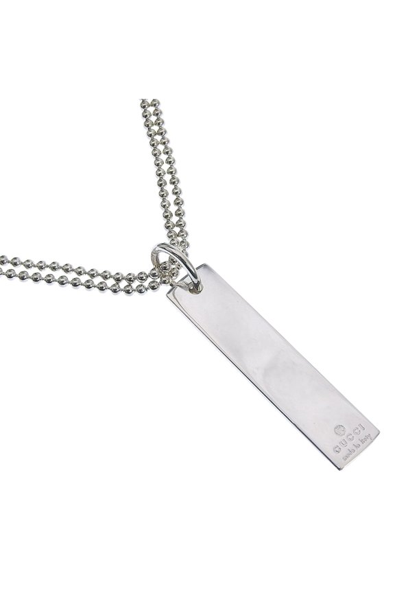 Pre-Owned Gucci Bar Necklace, Ball Chain, Sterling Silver 925, Approx. 25.1g, Unisex