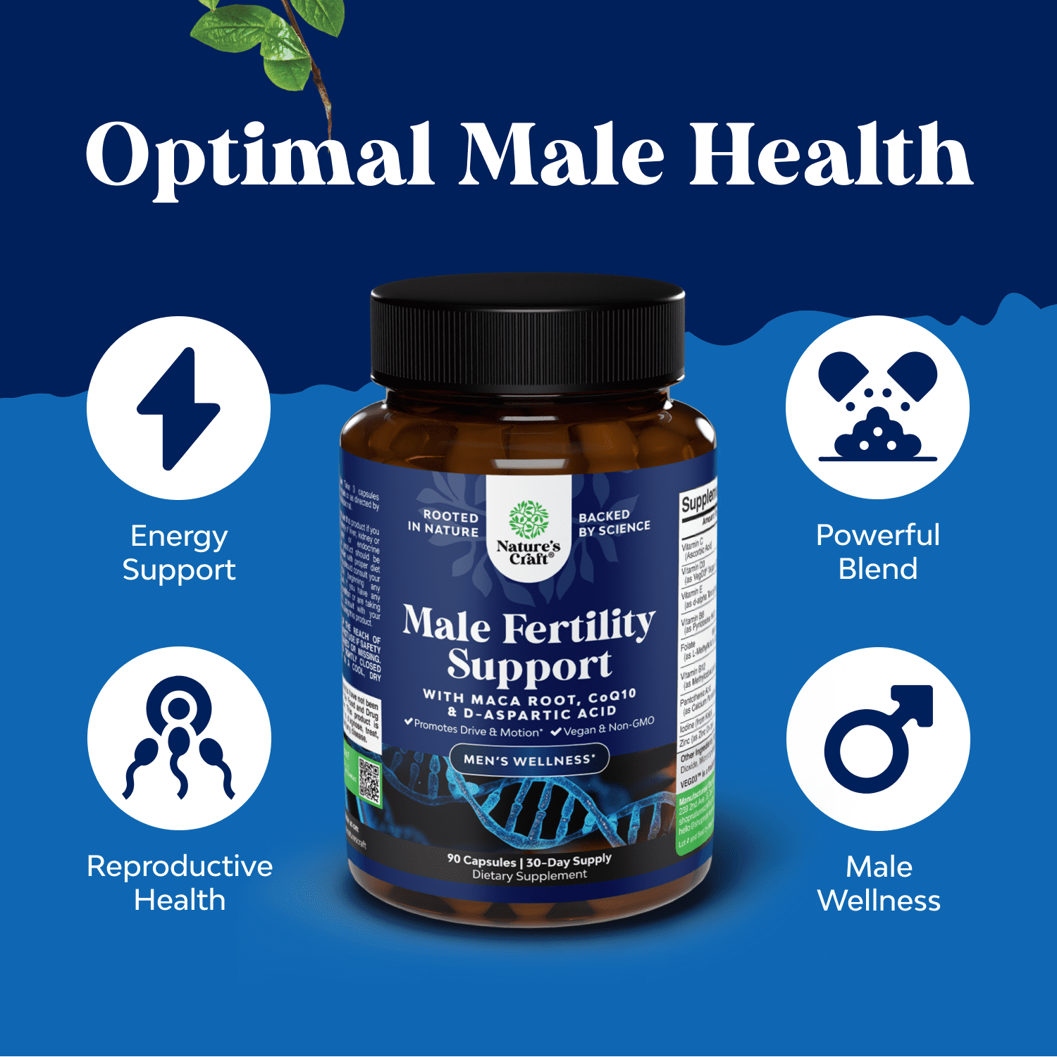 Natures Craft Maca Root Male Fertility Supplement – Pre-Conception Semen Volume Booster, 90 Capsules