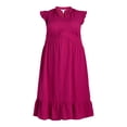 thumbnail image 2 of Time and Tru Women's and Women's Plus Double Cloth Midi Dress, Sizes XS-4X, 2 of 5