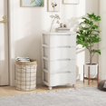 thumbnail image 4 of CRXX 5-Drawer Plastic Rolling Storage Cart, Mobile Storage Cabinet with 4 Universal Wheels, Vertical Storage Tower Container Unit for Living Room, Bedroom, Home Office, White(16”x13”x31” ,5 Drawers), 4 of 7