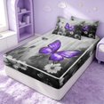 thumbnail image 3 of Erosebridal Chic Butterfly Zipper Full Size Comforter Sets with Fitted Sheet and 2 Pillowcases, Girls Animal Zipper Bedding Set, Polka Dots Reversible, Monochrome Violet, Polka Dots Reversible, 3 of 7