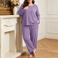 thumbnail image 3 of Nugftut Women Plus Size Pajama Sets Long Sleeve Top and Wide Leg Pants 2 Piece Soft Lounge Pjs Summer Fall Loungewear, 3 of 7