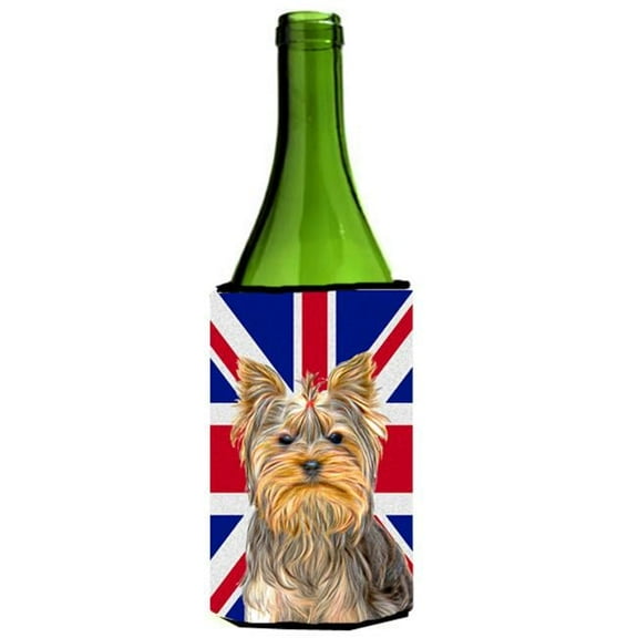 Yorkie & Yorkshire Terrier with English Union Jack British Flag Wine bottle sleeve Hugger