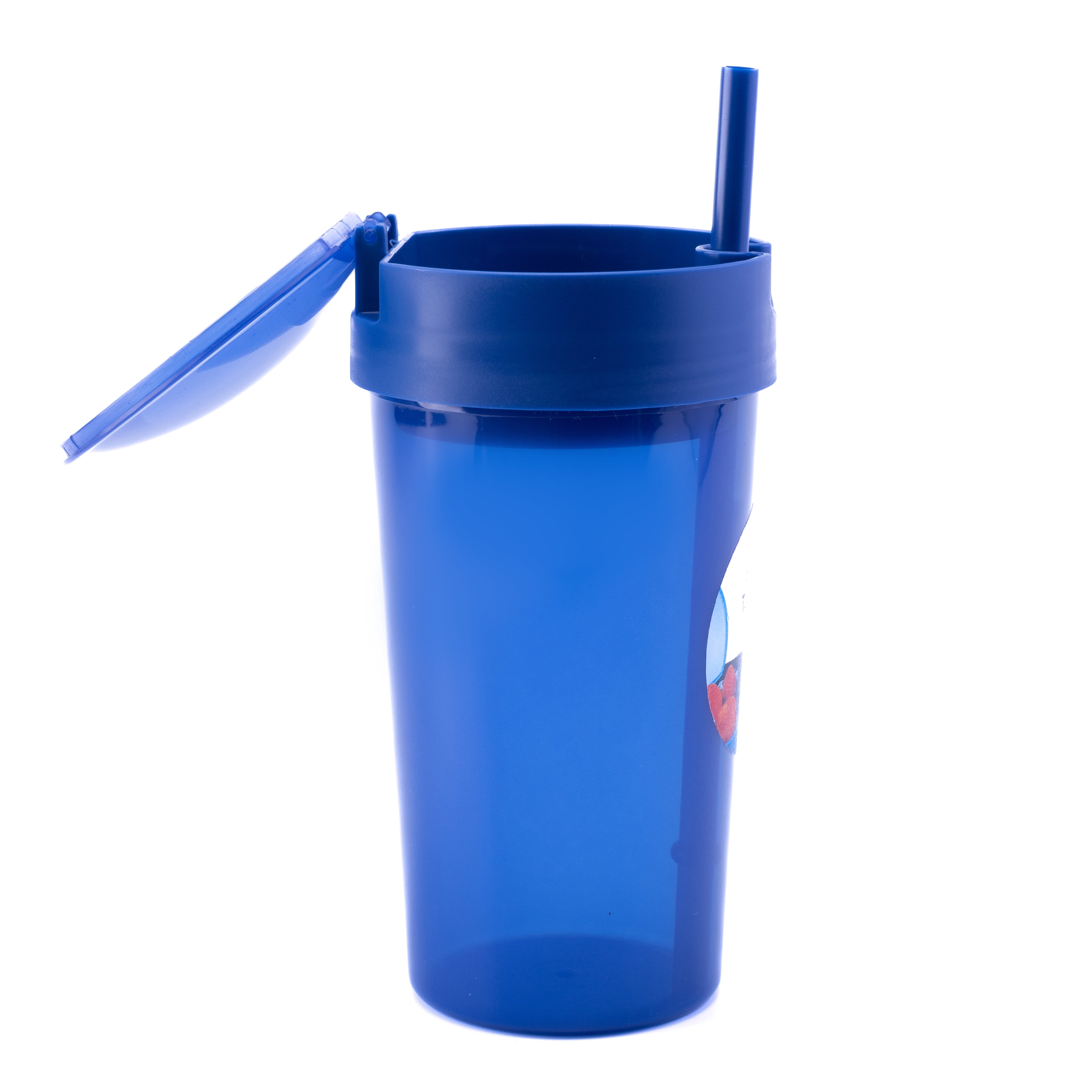 Your Zone Plastic Blue Snack Tumbler with Straw, 14 oz