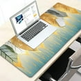 thumbnail image 4 of Teal Grey Mouse Pad Large Gaming Mouse Pad XL Gold Leaves Laptop Desk Protector Mat Extended Keyboard Mat Office Vintage Leaf Plant Big Mousepad Long Stitched Edge Non-Slip 31.5x11.8Inch, 4 of 6