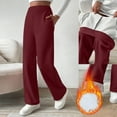 thumbnail image 2 of Ruimatai Women's Fleece Lined High Waist Wide Leg Pants with Pockets, Soft Comfortable Casual Winter Lounge Pants, Loose Fit Yoga Jogger Trousers, 2 of 9