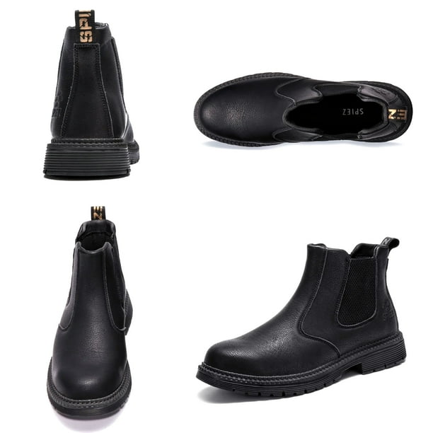 SPIEZ Men s Steel Toe Chelsea Safety Boots Non Slip Waterproof Welding 6 Inch Work Boots Lightweight Puncture Proof Leather Boots Black Size 9 Walmart Business Supplies