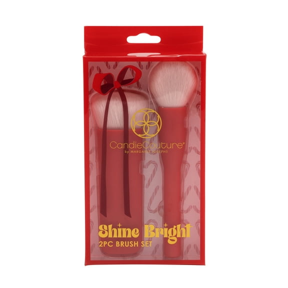 Candie Couture 2 pc Brush Set. Large Powder and Kabuki Style Brushes for Foundation, Power, and Contour Makeup.