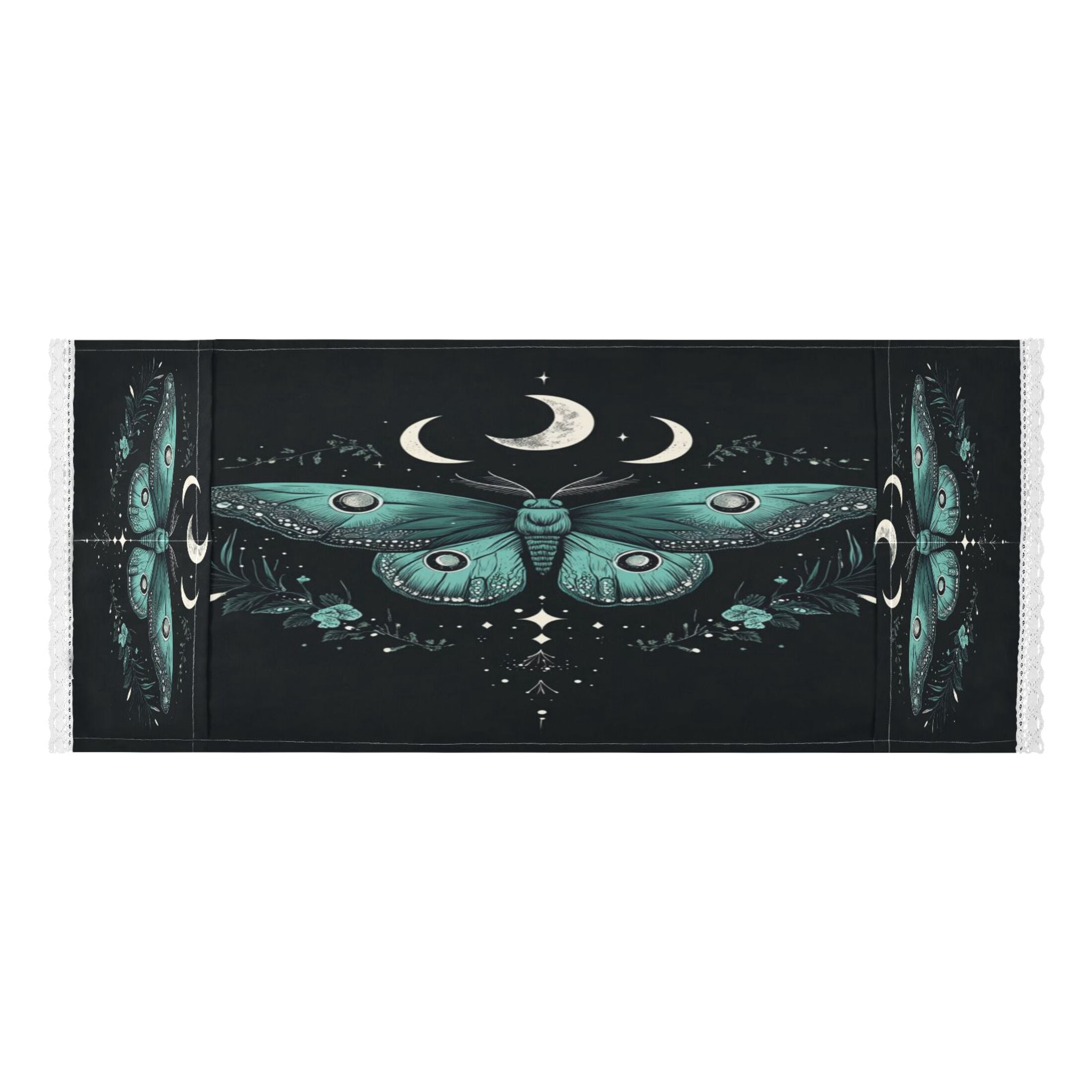 Washing Machine Cover 51.2x22in, Durable Polyester Dust Cover with Lace Trim and Side Pocket for Appliances Green Moth