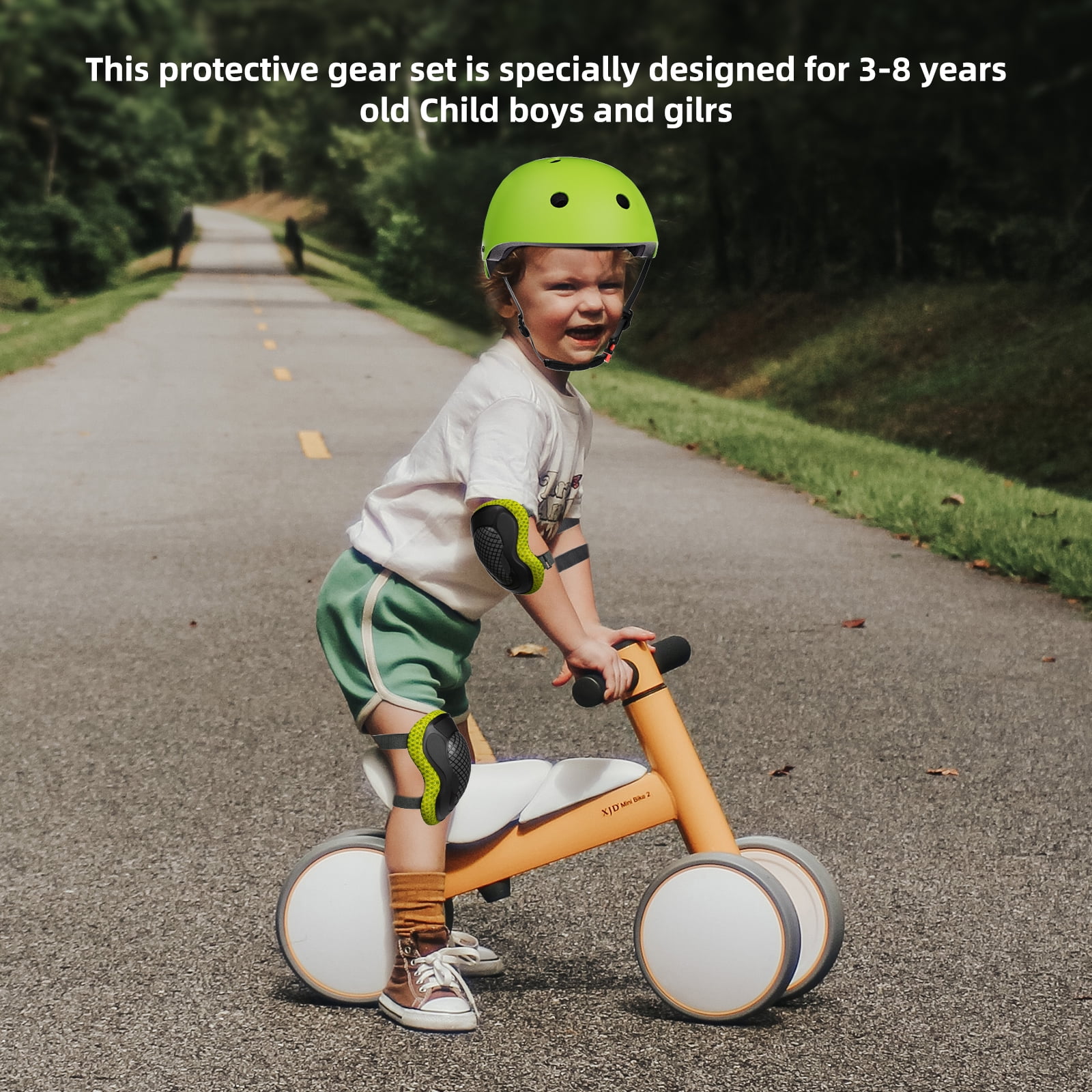 XJD Kids Bike Helmet Toddler Helmet for Kids,Multi-Sport Protective Gear Set for 3-5-8 Years Boys Girls Child Cycling Helmet with Knee Pads Elbow Pads Wrist Guards