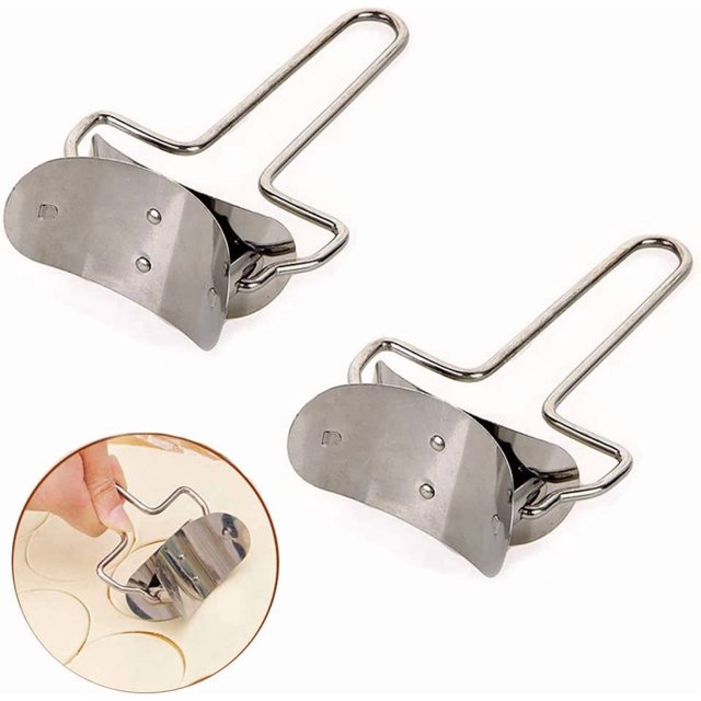 EORTA 2 Pieces Stainless Steel Pastry Rolling Cutter Circle Dough Blade Roller Dumpling Wrapper Mould Pie Ravioli Empanada Pierogi Calzone Making Tools for Home Kitchen, DIY, Gift, Dia.7 cm