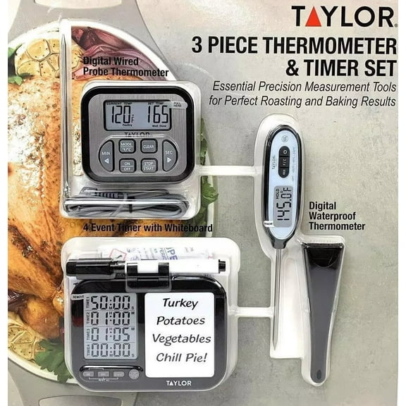 Taylor 3-Piece Digital Thermometer, Timer and Whiteboard Set