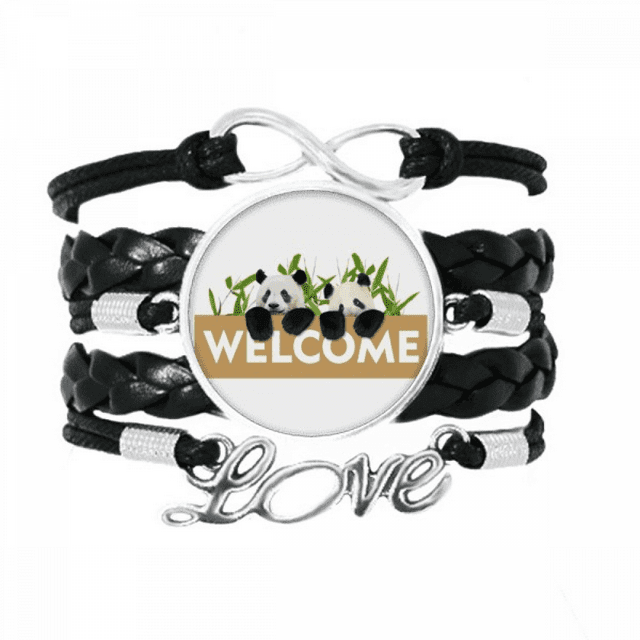 Welcome Panda Host Show Art Deco Fashion Bracelet Love Accessory Twisted Leather Knitting Rope Wristband