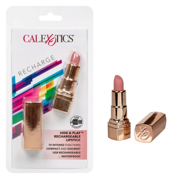 CalExotics Hide & Play Rechargeable Lipstick Bullet Vibrator, Nude