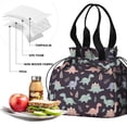 thumbnail image 4 of Purple Cartoon Dinosaurs Leaves Pattern Drawstring Lunch Bag Women - Drawstring Lunch Bag Insulated for Work Office - Stain-Resistant Large Lunchbags for Women with Multi-Pockets, 4 of 6
