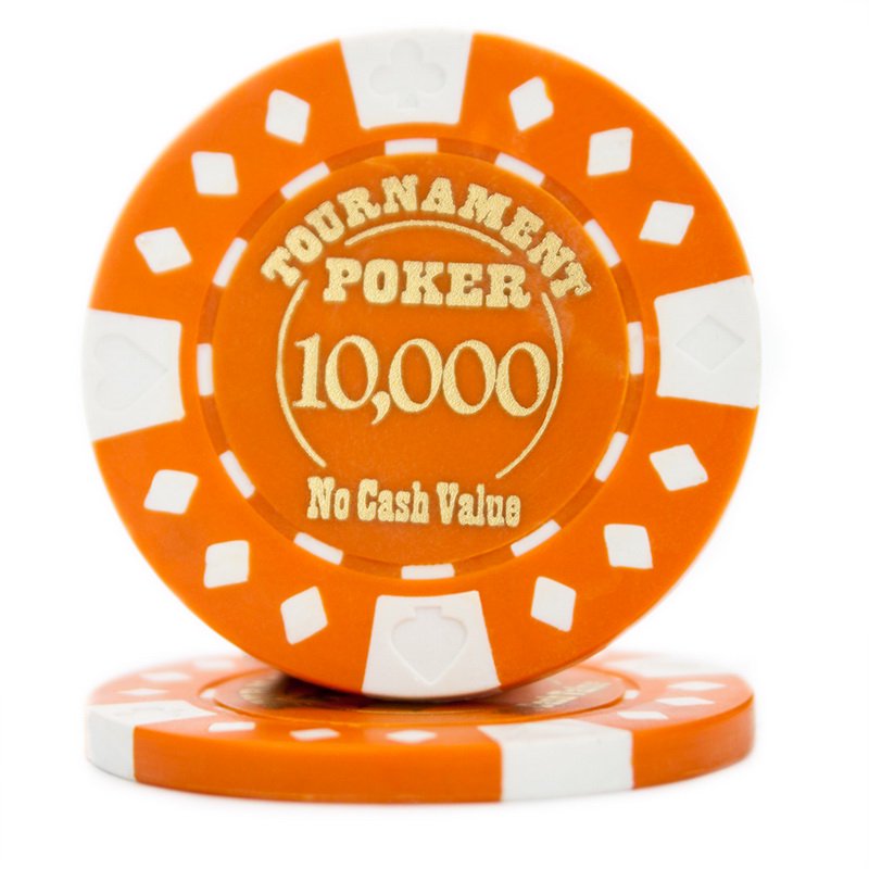 "Roll of 25 Orange Tournament Hot Stamp Poker Chips 12.5g