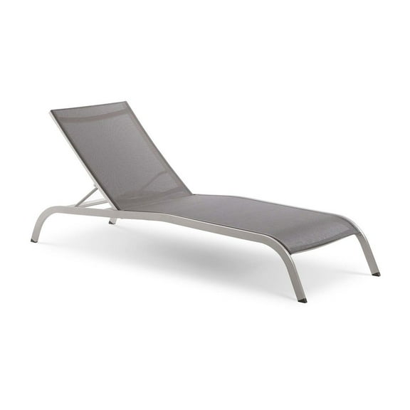 Modway Savannah Outdoor Patio Aluminum and Mesh Chaise Lounge Chair in Gray