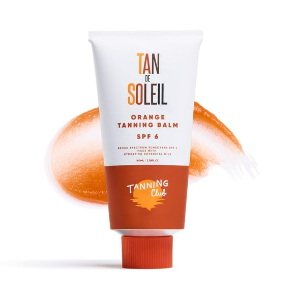 Tanning Club - Loción bronceadora solar Tan De Soleil Orange - Gel bronceador con protector solar SPF 6 para exposición al sol - Protector solar bronceador botánico suave para un brillo besado por el