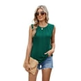 thumbnail image 6 of TEMOFON Tank Tops for Women Loose Fit Summer Scoop Neck Tanks Casual Long Muscle Tank Women with Pleats Green Sleeveless Basic Tunic Tops XL, 6 of 6