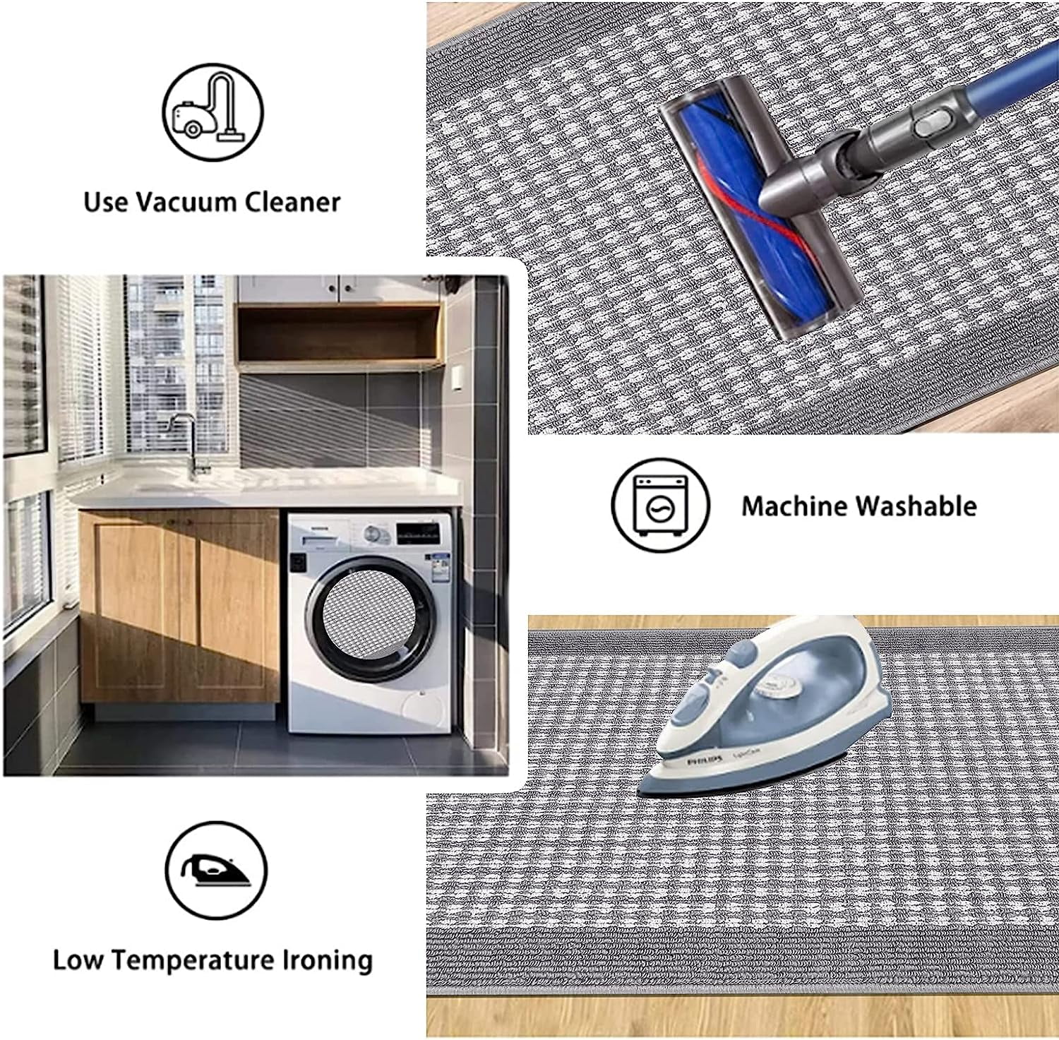 Findosom 20"x59" Hallway Runner Rug Non Slip Entryway Mat with Rubber Backing Machine Washable Laundry Runner Rug Long Indoor Doormat Entrance Floor Mat Runner for Garage Kitchen Laundry Gray