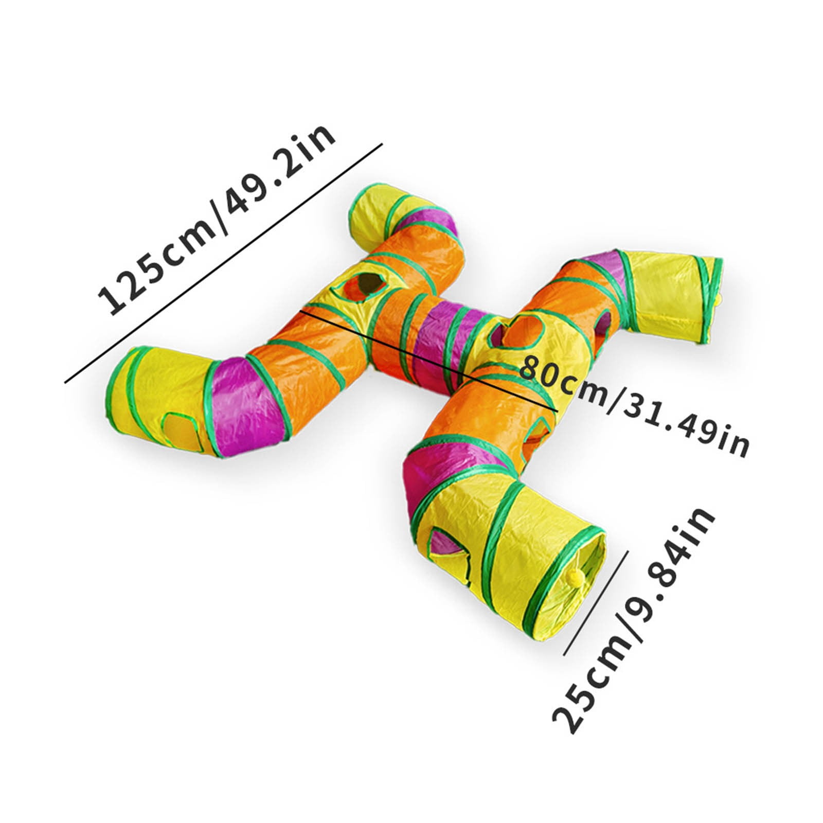 Junepar Cat Tunnel H-Way Cat Tunnels for Indoor Cats Collapsible Cat Play Tunnel Interactive Toy Maze Cat House for Cats Puppy Kitty Kitten Rabbit (Multicolor)