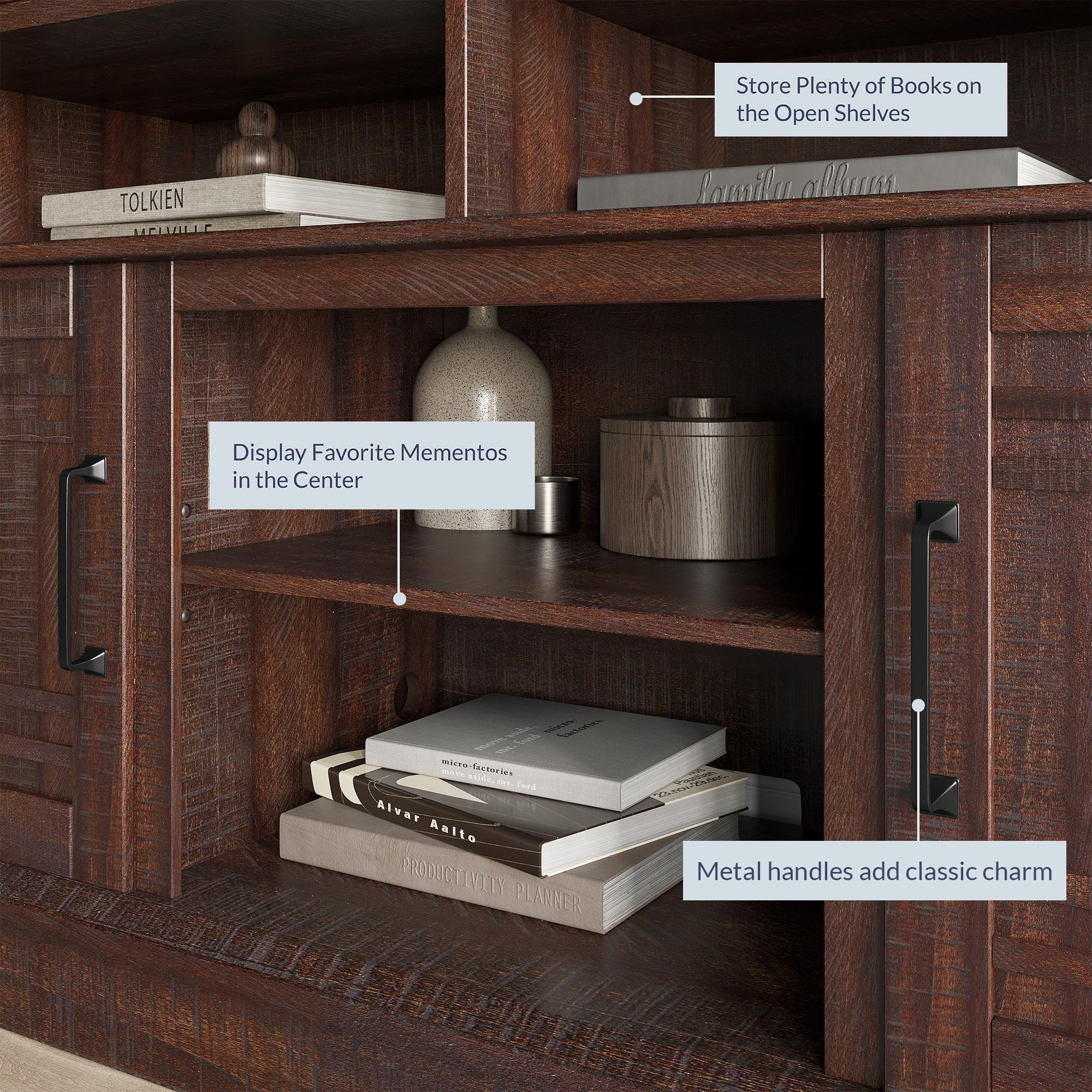 BELLEZE TV Stand Media Entertainment Center - Norrell (Espresso)