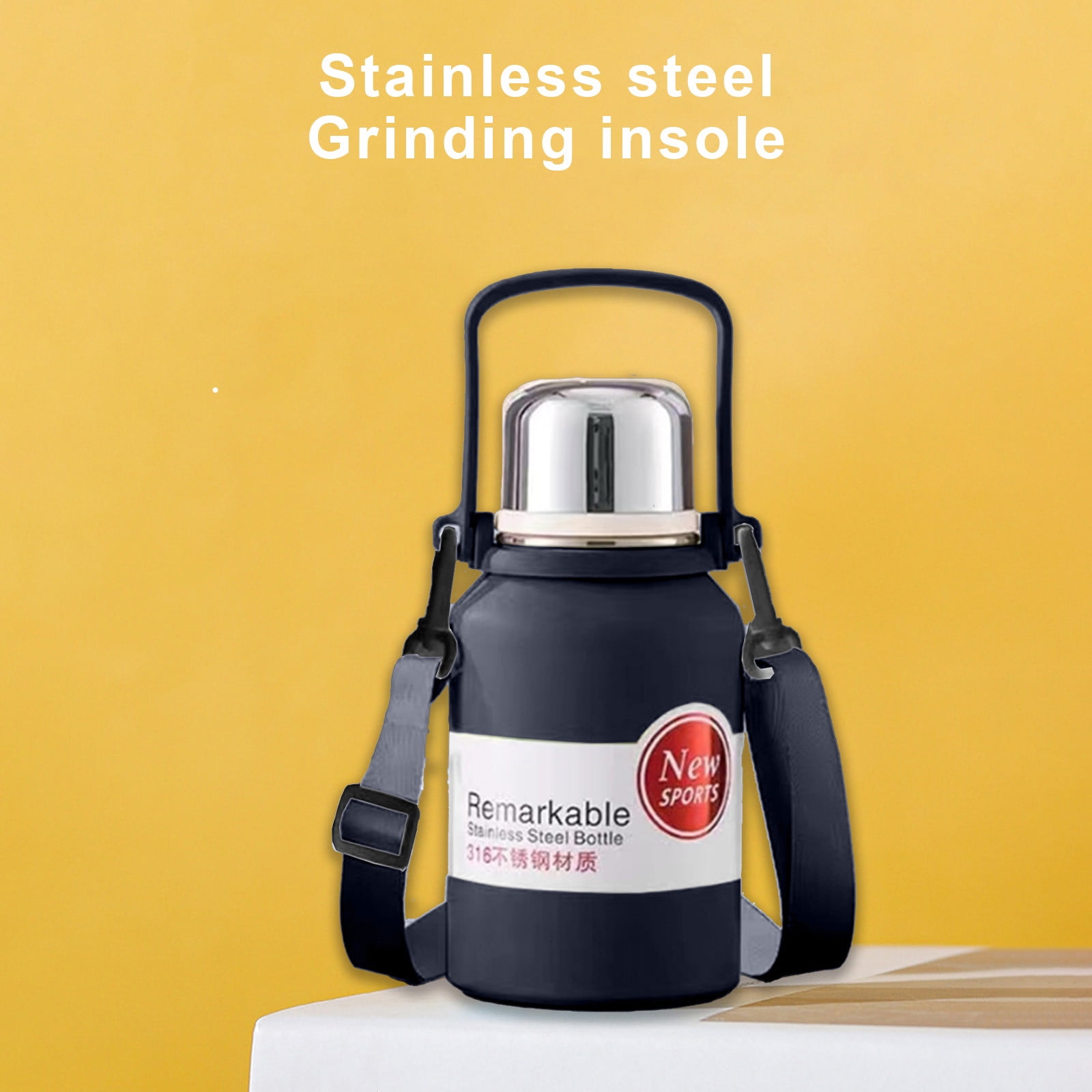 Insulated Gallon Jug with Handle Camping Water Jug, 316 Stainless Steel, Large Double Vacuum Water Bottle for Hot & Cold Drinks, Wide Mouth, Sweat Proof, Great for Travel, Camping 600ml
