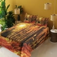 thumbnail image 2 of Ambesonne Nature Fitted & Top Sheet Set with Shams, Fall Trees at Sunset Woods, Orange and Yellow, 2 of 5