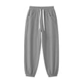 thumbnail image 4 of Women's Solid Jogger Pants Elastic Waist Adjustable Drawstring Loose Athletic Long Trousers with Pockets, Soft Casual Sport Bottoms for Workout, Daily Walking and Loungewear Gray, 4 of 7