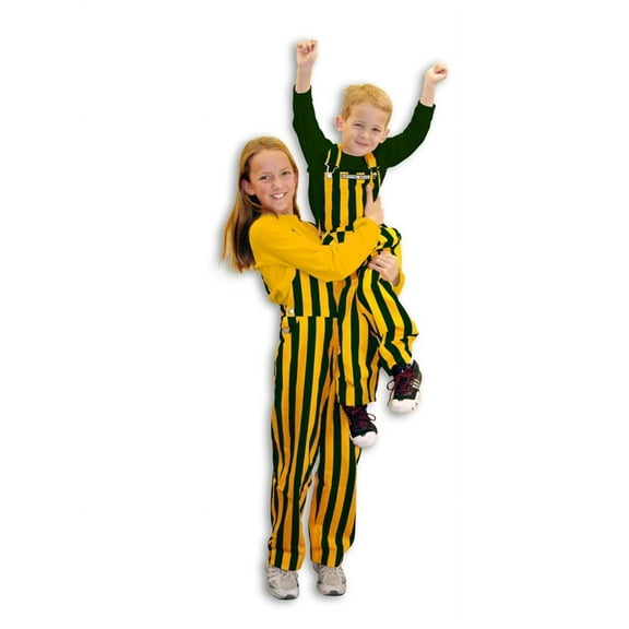 Youth Green & Yellow Striped Game Bib Overalls, Small (8)