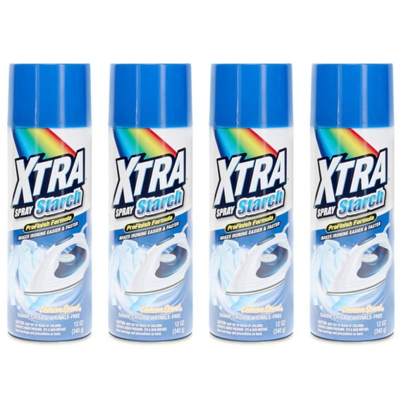 Xtra Starch Spray for Ironing, Wrinkle Release Canned Spray, Professional Finish for Heavy Starch 12 oz, 4 Pack