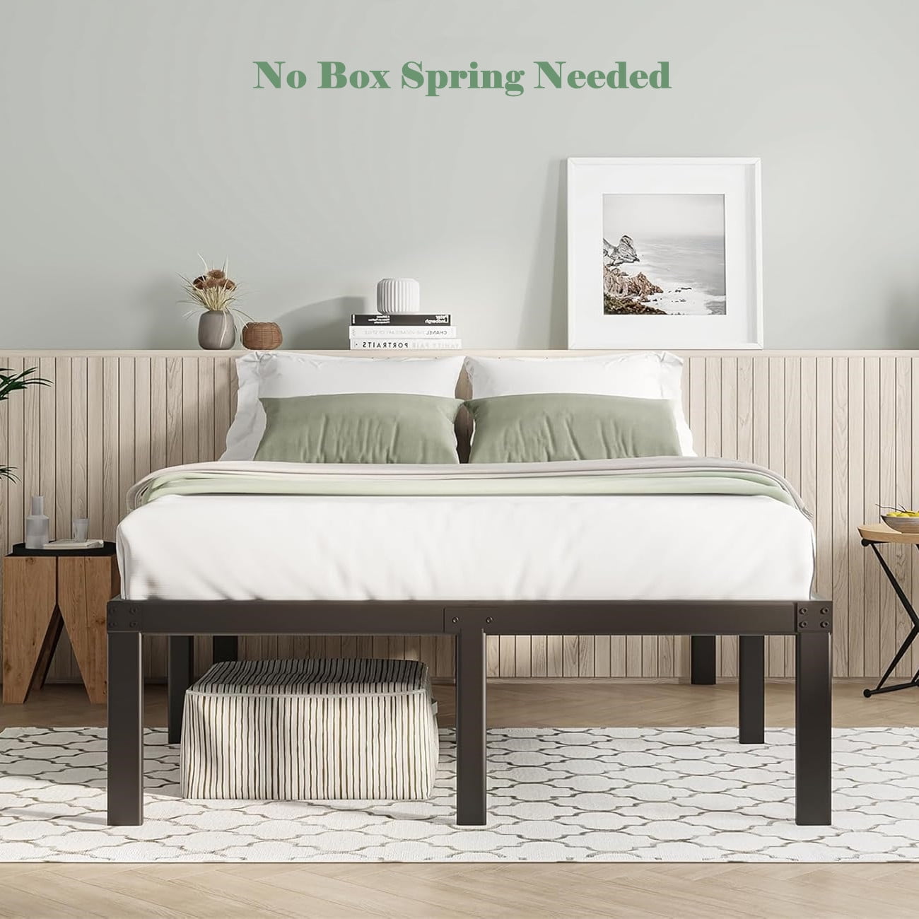 Queen Metal Platform Bed Frame, No Box Spring Needed,Easy to Assemble