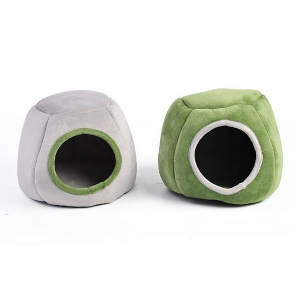 Zshan Guinea Pig House, 2 Pieces Hamster House Warm Comfortable Washable Windproof Guinea Pig Bed with Removable Pad for Hamsters Chinchillas Guinea Pigs Squirrel Ferrets Square Green Gray