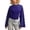 Blue, variant on Plus Size Women's Solid Round Neck Long Sleeve Top with Defined Waist and Shoulder Emphasis for Everyday Comfort and Versatility