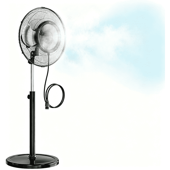 Ktaxon 18" Pedestal Misting Fan with Detachable Spray Ring, Industrial Outdoor Standing Mist Fan with BLDC Motor & Adjustable Height, 4-Speed High Velocity Waterproof Oscillating Fan for Outside