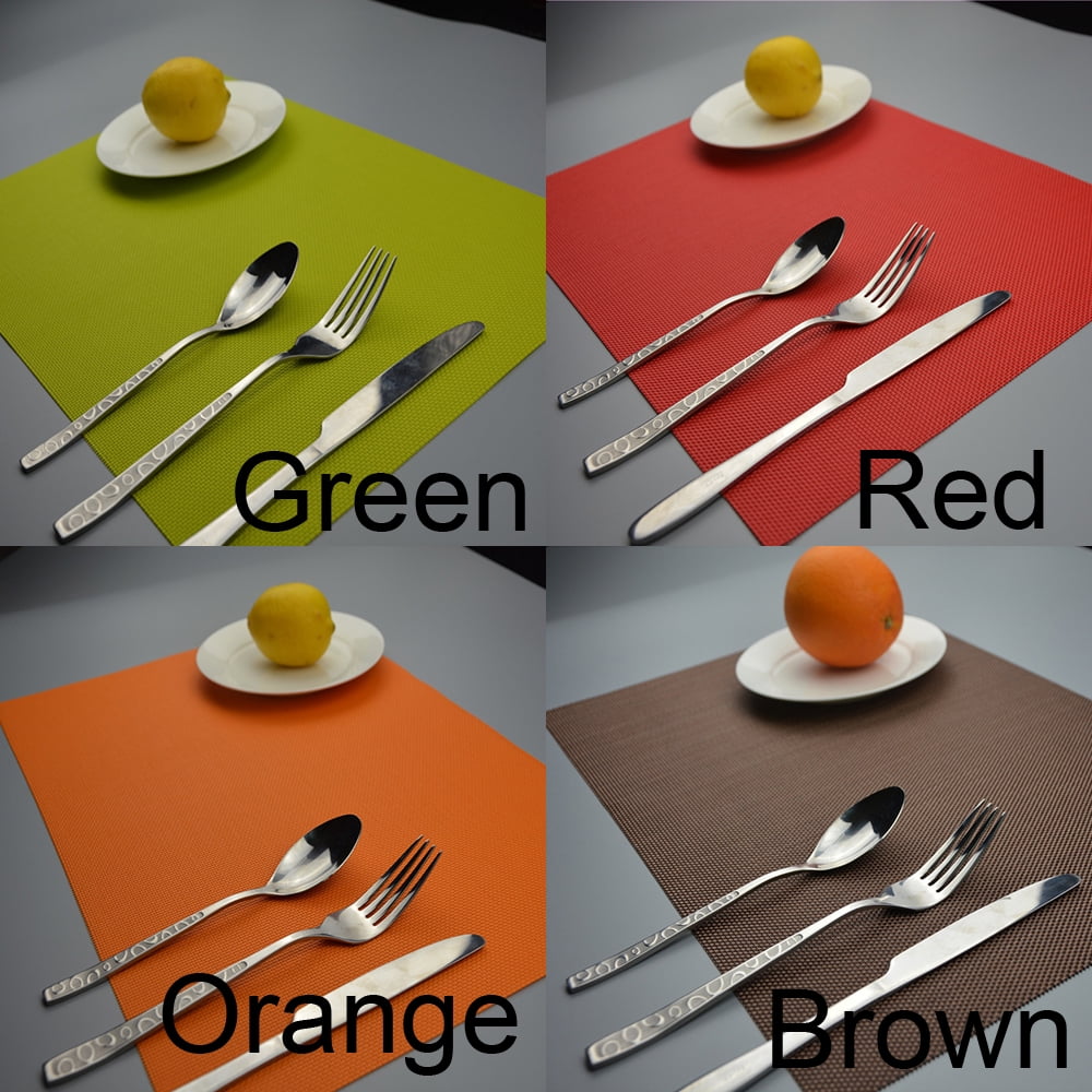 GOGO Placemats, 24 Pcs of 12x18 Inches Heat-Resistant Placemats Anti-Skid Washable PVC Table Mats Woven Double Sided Vinyl Placemats for Kitchen