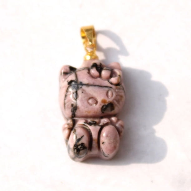 Colgante cristalino de la caída del collar de piedra de Hello Kitty de la piedra preciosa multi natural del precio barato al por mayor