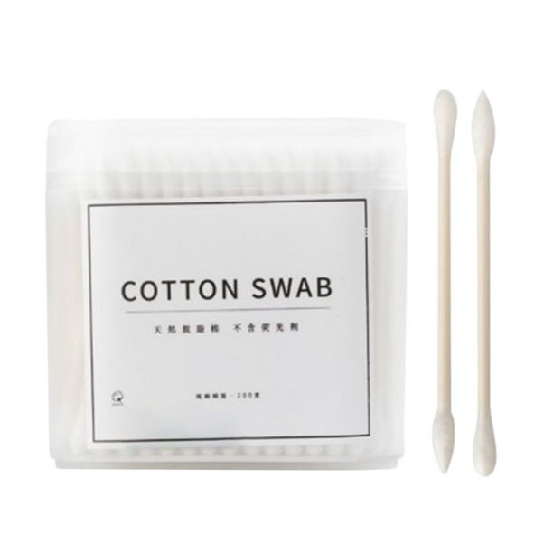 Bastoncillos de algodón de doble cabeza 200x varillas aplicadoras de maquillaje de madera Blanco Yuyangstore Bastoncillo de algodón