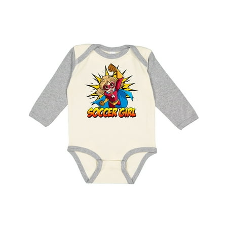 

Inktastic Soccer Girl Superhero Gift Baby Girl Long Sleeve Bodysuit